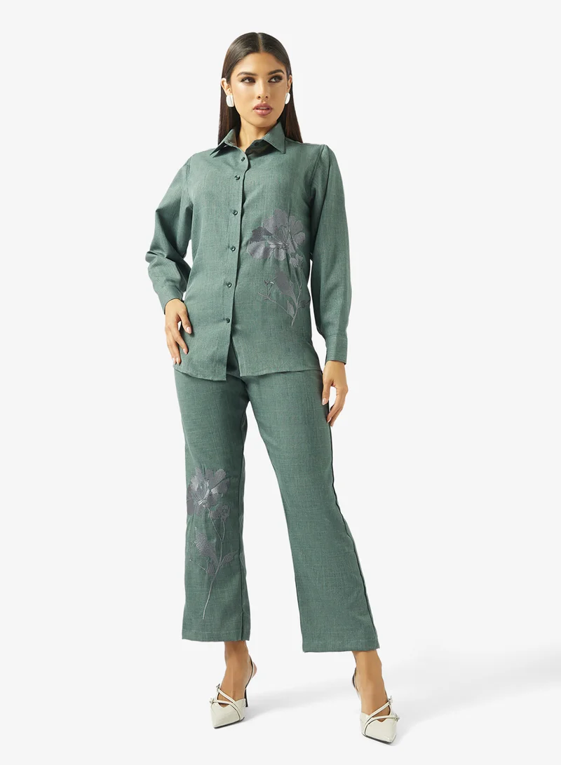 Embroidered Shirt & Pant Co-ord